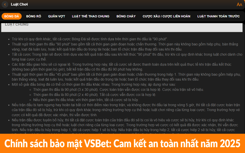 Chính sách bảo mật VSBet: Cam kết an toàn nhất năm 2025 Chính sách bảo mật VSBet: Cam kết an toàn nhất năm 2025
