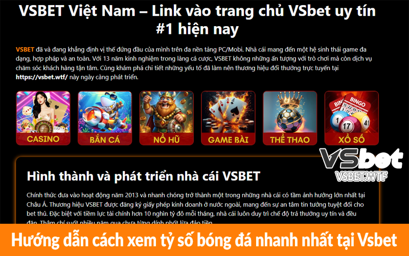 Hướng dẫn cách xem tỷ số bóng đá nhanh nhất tại Vsbet