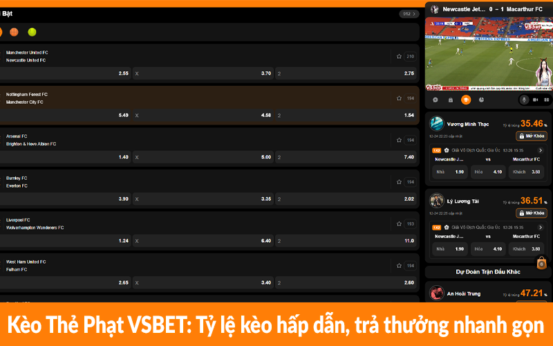 Kèo Thẻ Phạt VSBET - Tỷ lệ kèo hấp dẫn, trả thưởng nhanh gọn
