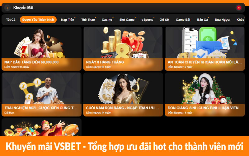 Khuyến mãi VSBET – Tổng hợp ưu đãi hot cho thành viên mới Khuyến mãi VSBET - Tổng hợp ưu đãi hot cho thành viên mới