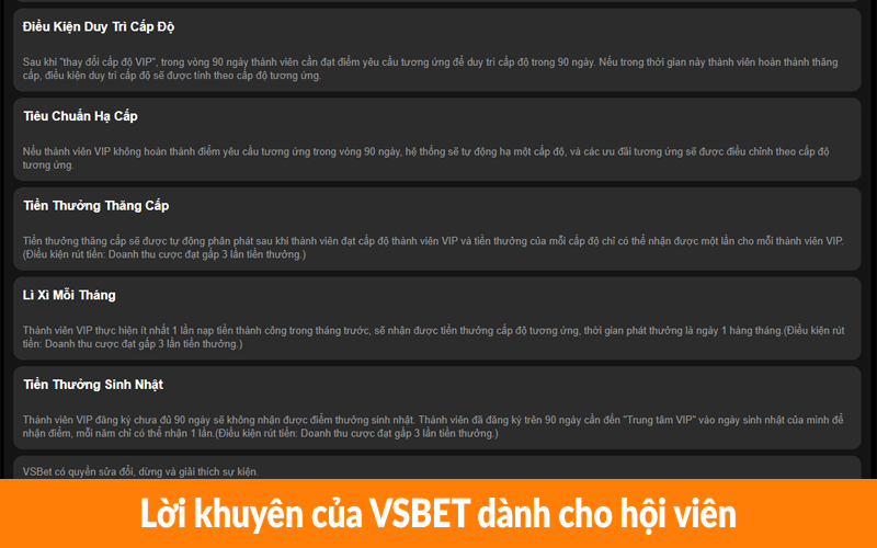 Lời khuyên của VSBET dành cho hội viên