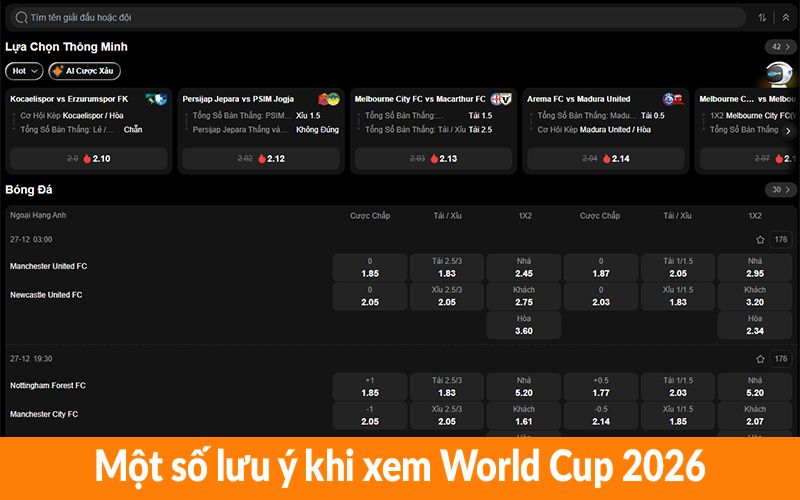 Một số lưu ý khi xem World Cup 2026