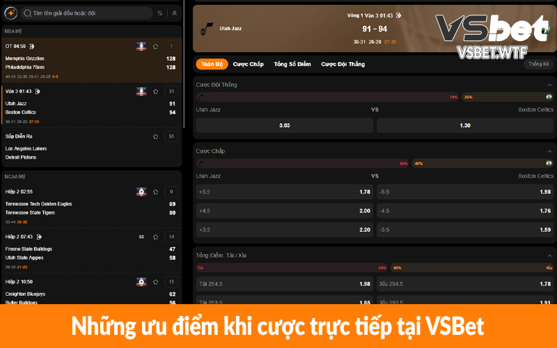 Những ưu điểm khi cược trực tiếp tại VSBet Những ưu điểm khi cược trực tiếp tại VSBet
