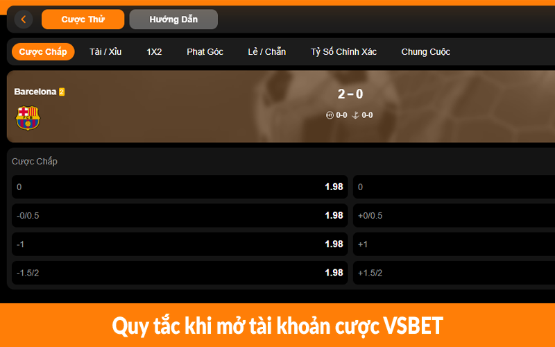 Quy tắc khi mở tài khoản cược VSBET