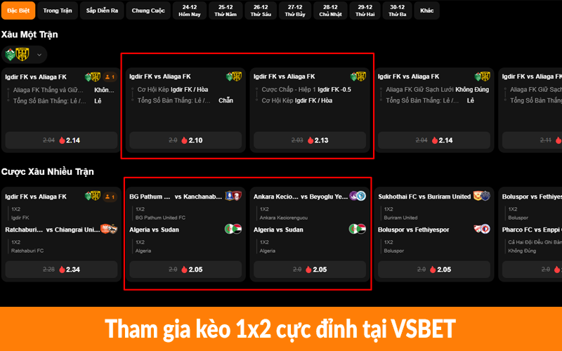 Tham gia kèo 1x2 cực đỉnh tại VSBET